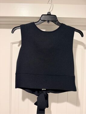 wild fable Black Sleeveless Tie-Back Crop Top